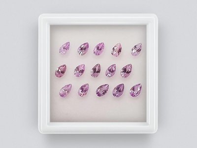 Set of calibrated sapphires 5x3 mm pear cut 3.18 carats/15 pcs photo