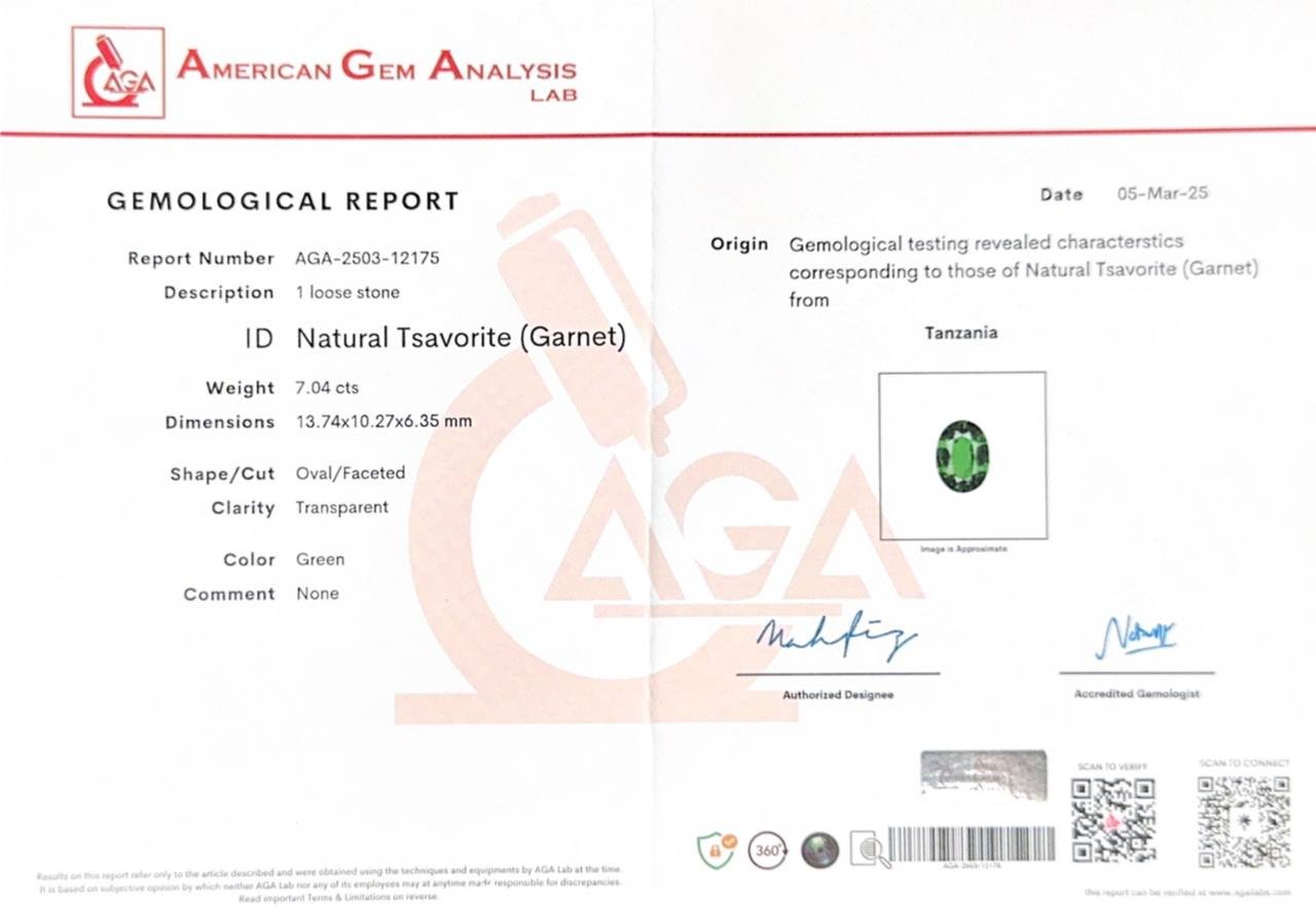 Grenat tsavorite taille ovale vert vif 7,04 ct Tanzanie  Image №6