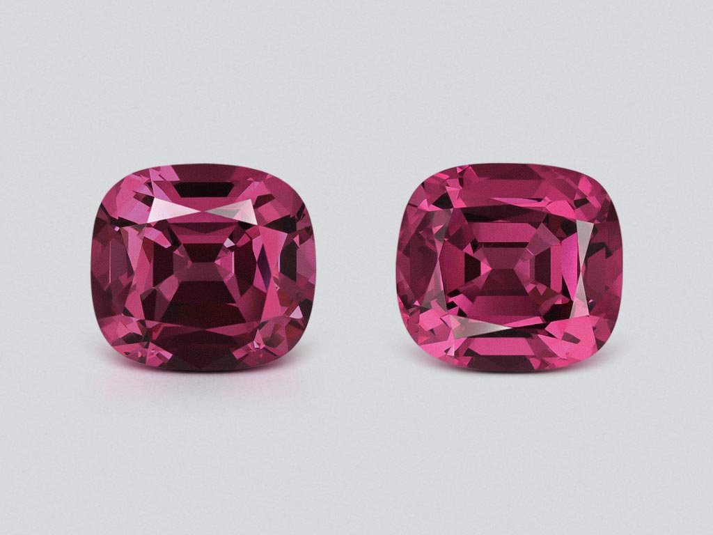 Pair of purple rhodolite cushion cut 4.91 carats, Tanzania Image №1