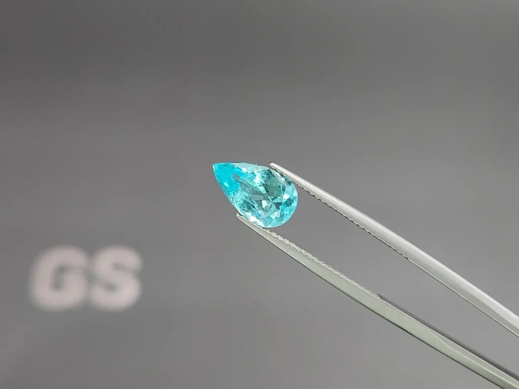 Turmalina de Paraíba de talla pera azul neón de 1,83 quilates, África Image №3