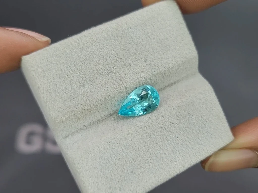 Turmalina de Paraíba de talla pera azul neón de 1,83 quilates, África Image №4