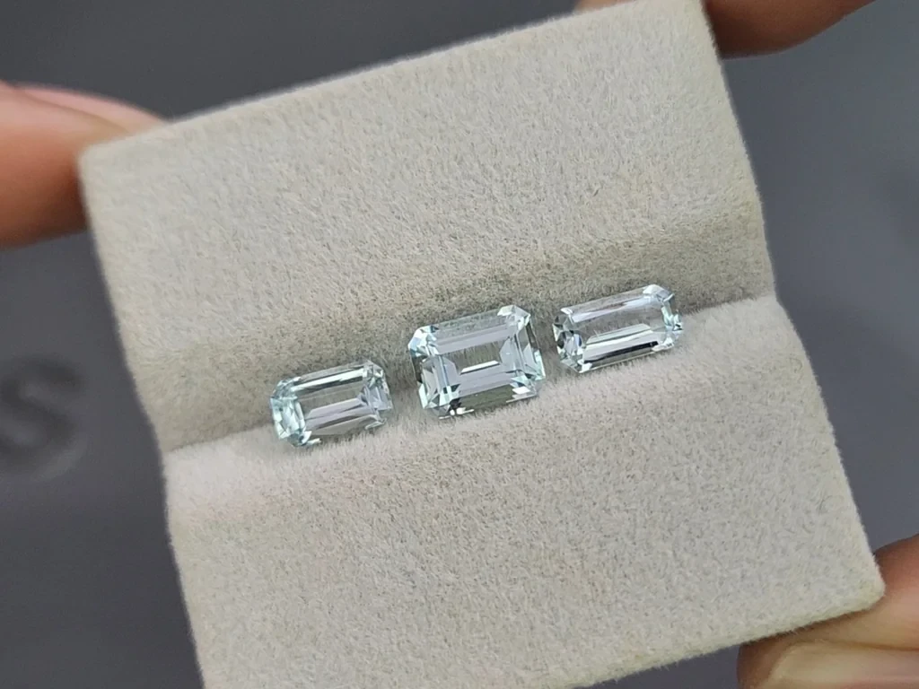 Aquamarin-set achteckig geschliffener 2,87 karat, Madagaskar Image №4