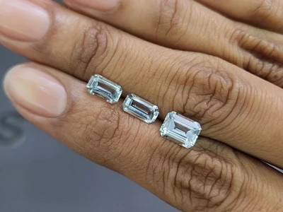 Aquamarin-set achteckig geschliffener 2,87 karat, Madagaskar photo