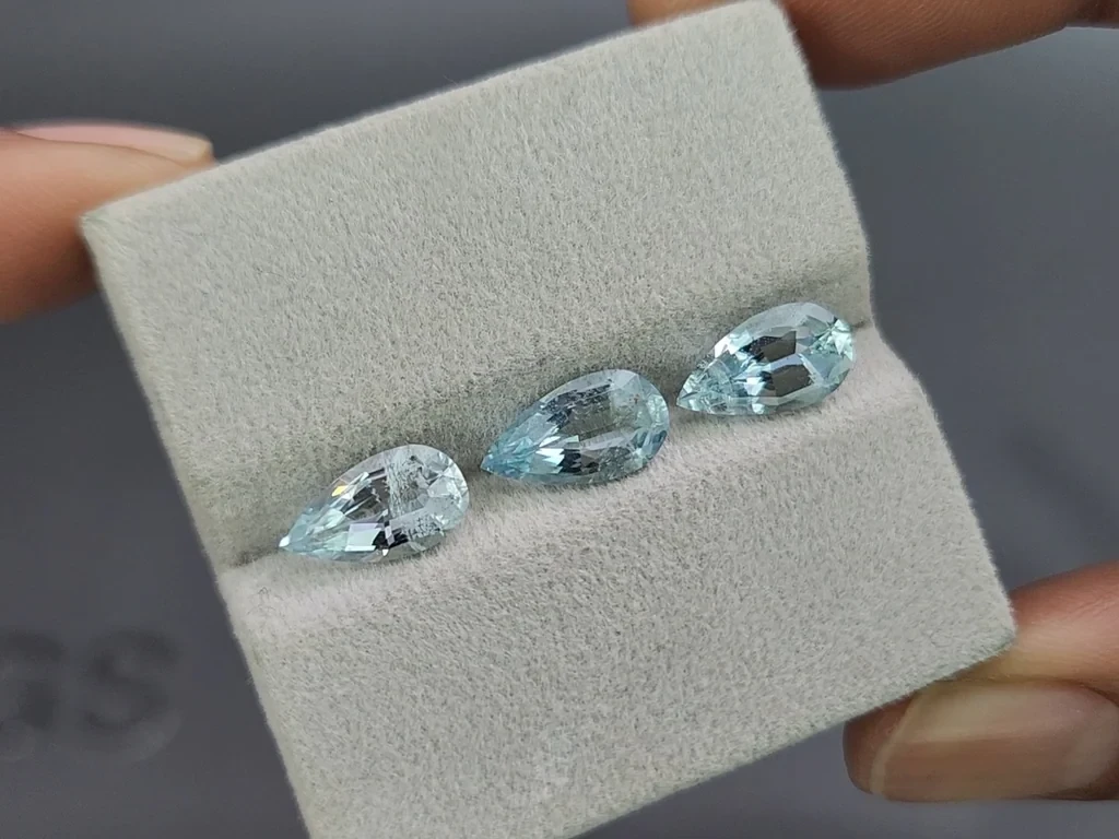 Ensemble aigues-marines taille poire, 3,78 carats, Madagascar Image №5