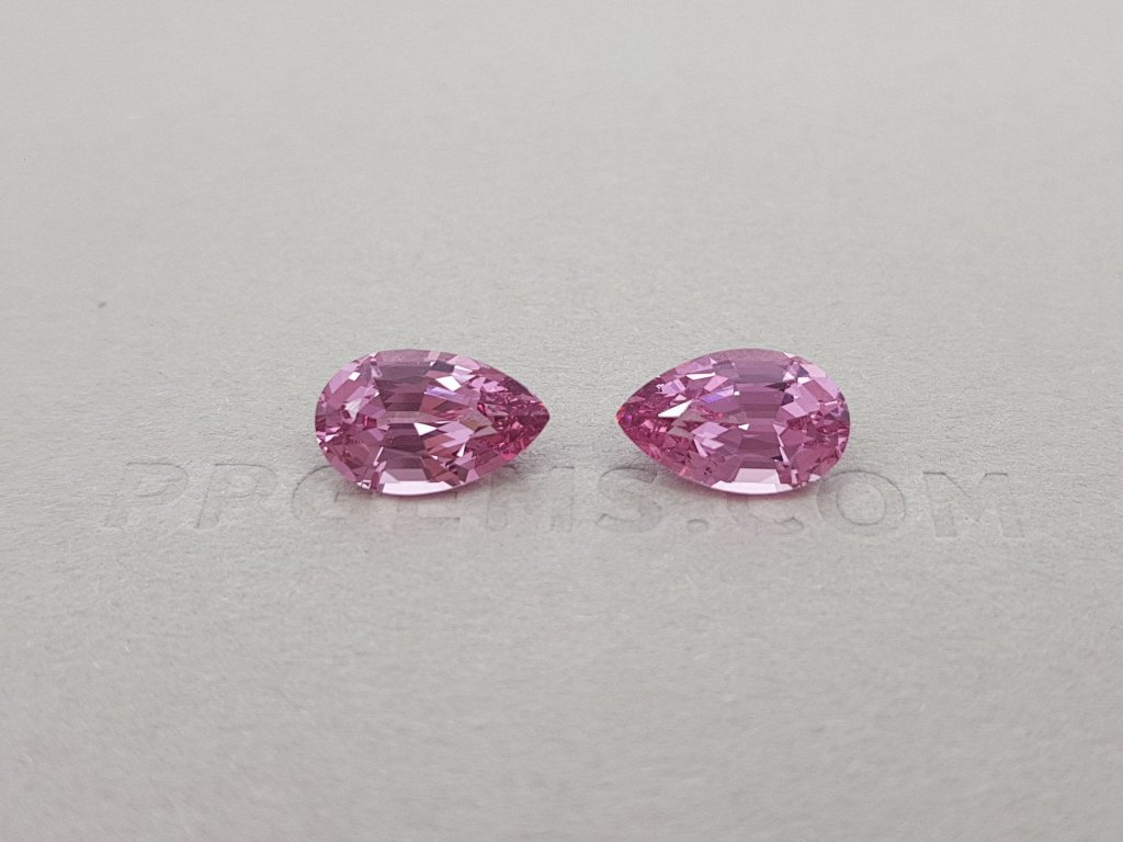 Pair of pear cut pink spinels 4.38 ct, Tajikistan Image №1
