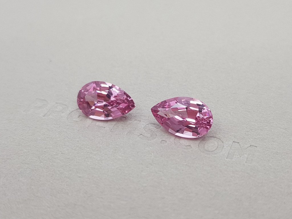 Pair of pear cut pink spinels 4.38 ct, Tajikistan Image №3