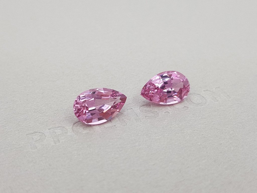 Pair of pear cut pink spinels 4.38 ct, Tajikistan Image №2
