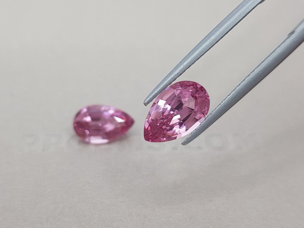 Pair of pear cut pink spinels 4.38 ct, Tajikistan Image №4