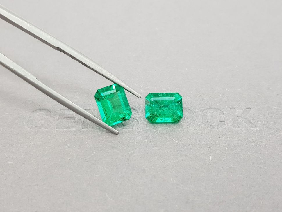 Pair of octagon cut emeralds 3.00 ct, Colombia Image №4