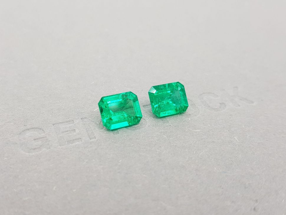 Pair of octagon cut emeralds 3.00 ct, Colombia Image №2