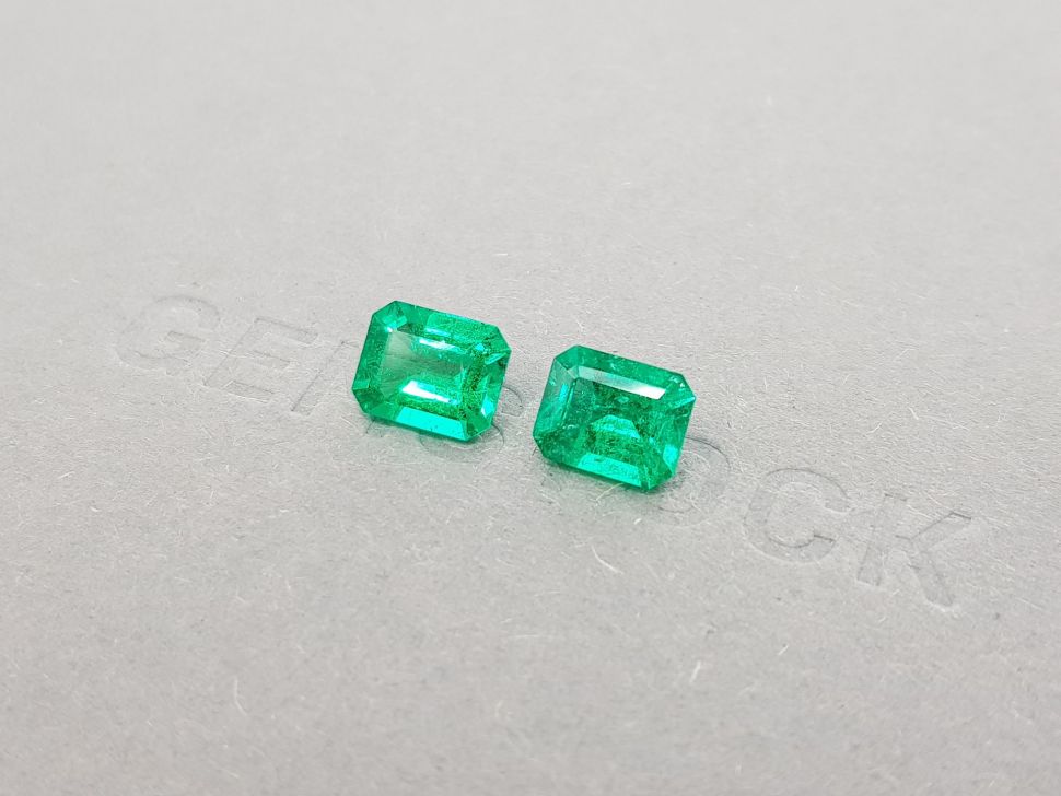 Pair of octagon-cut emeralds 3.00 ct, Colombia Image №3
