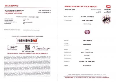 Certificate Bright oval cut sapphire 0.83 ct, Madagascar