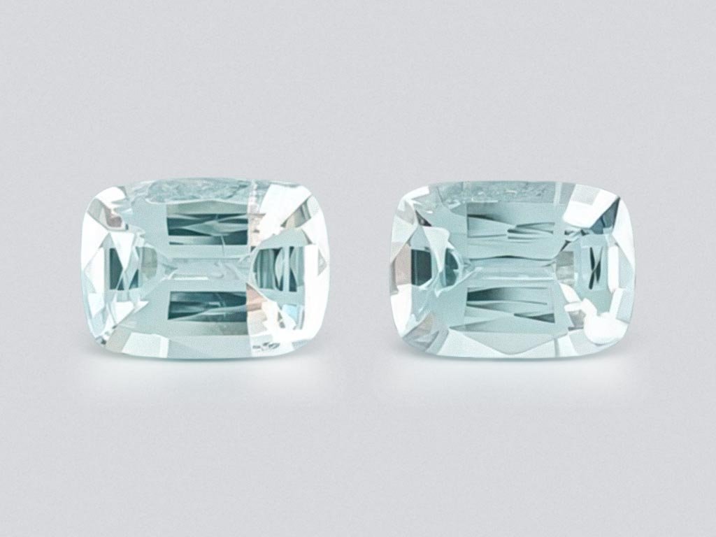 Pair of cushion cut aquamarines 1.43 ct, Madagascar Image №1