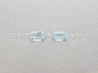 Pair of octagon-cut aquamarines 3.10 ct, Africa photo