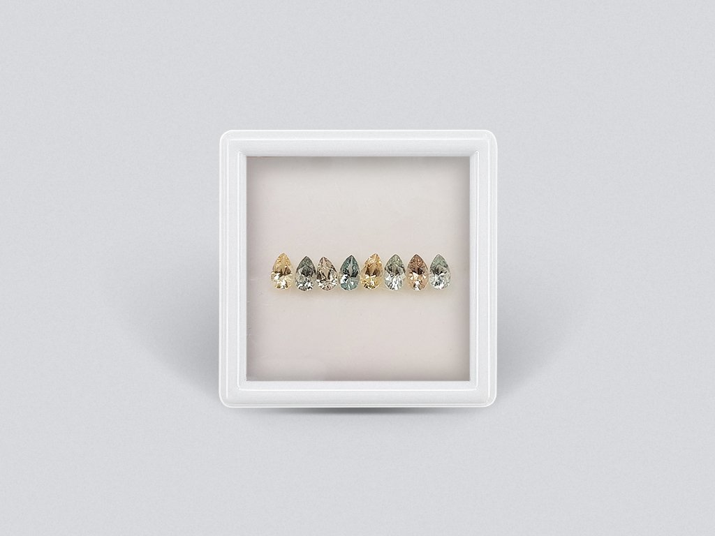 Set of calibrated sapphires 5x3 mm pear cut 1.99 carats/8 pcs  Image №1