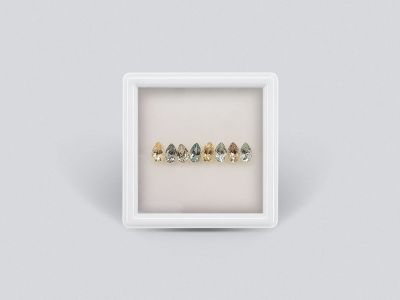 Set of calibrated sapphires 5x3 mm pear cut 1.99 carats/8 pcs  photo