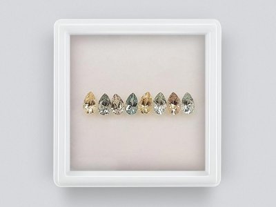 Set of calibrated sapphires 5x3 mm pear cut 1.99 carats/8 pcs  photo