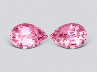 Pair of pink spinels 4.44 carats in pear cut from Tajikistan photo