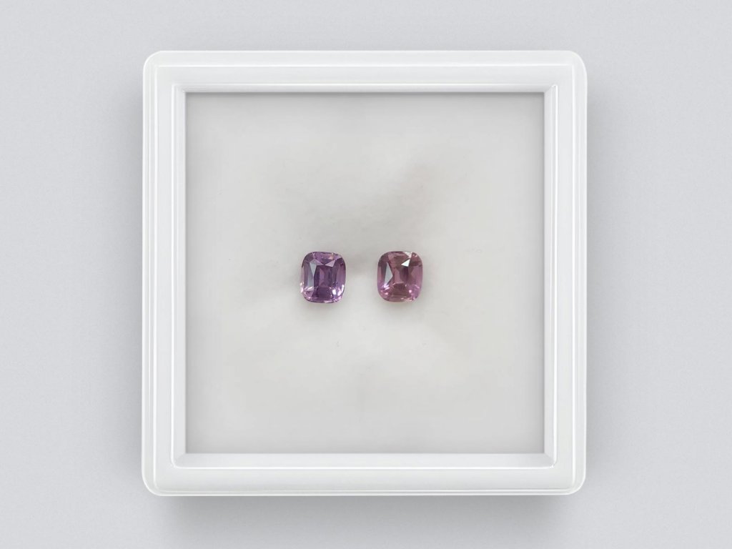 Pair of lavender unheated cushion cut sapphires 1.02 carats, Madagascar Image №1