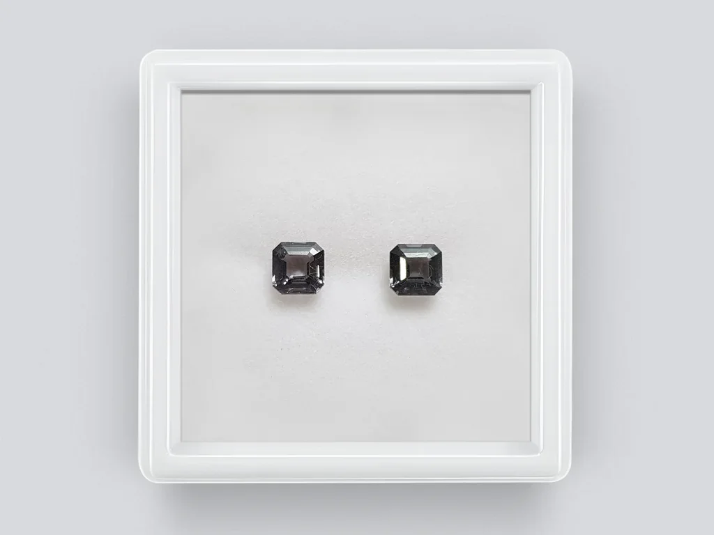 Pair of gray asscher-cut spinels 1.53 carats, Burma Image №1