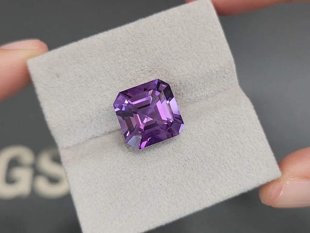 Set of three intense violet amethysts in asscher cut 22.17 carats, Sri Lanka Image №5