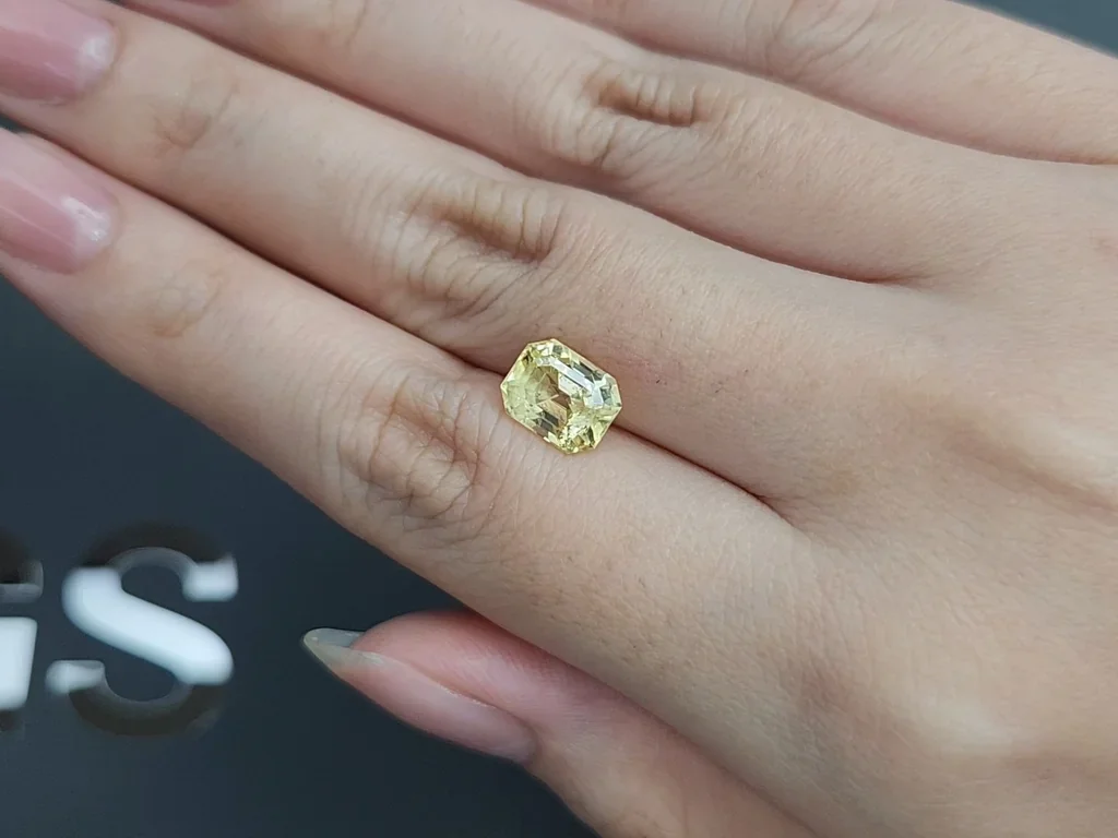 Zafiro amarillo pastel de talla octogonal sin calentar, 3,33 ct, Sri Lanka Image №2