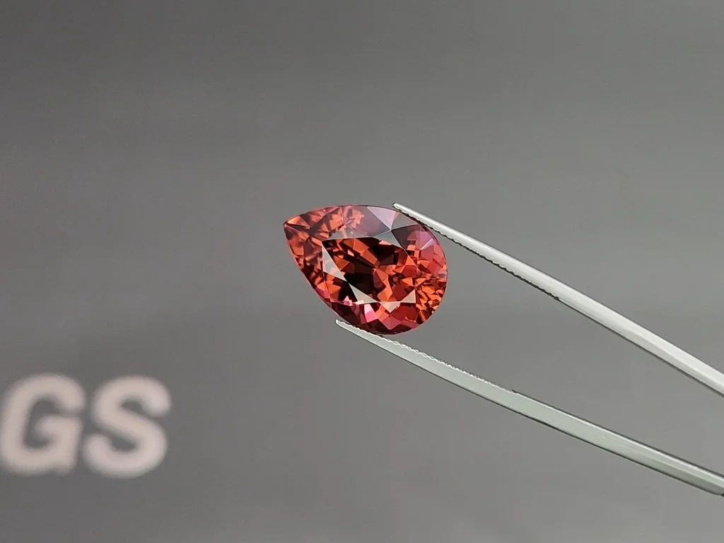 Orange red tourmaline pear cut 13.55 carats, Africa  Image №3