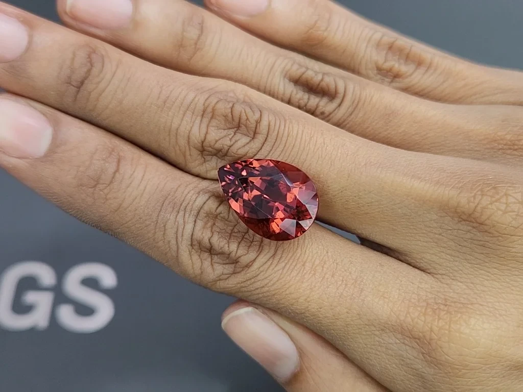 Orange red tourmaline pear cut 13.55 carats, Africa  Image №2