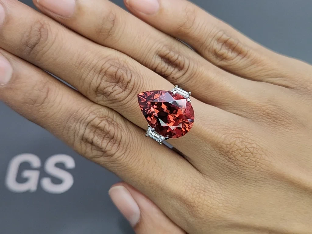 Orange red tourmaline pear cut 13.55 carats, Africa  Image №5
