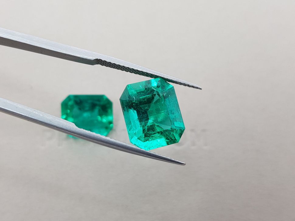 A pair of top quality Colombian emeralds, 11.01 ct, GRS Image №4
