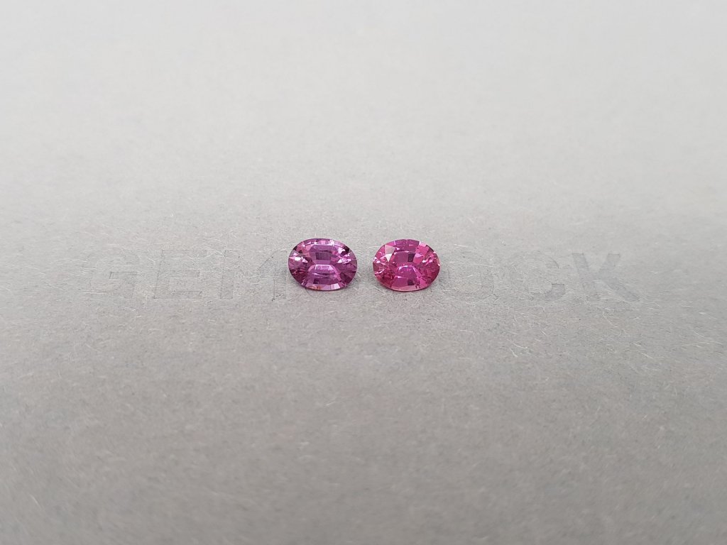 Pair of vivid pink unheated oval cut sapphires 1.32 ct, Madagascar Image №1
