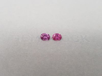 Pair of vivid pink unheated oval cut sapphires 1.32 ct, Madagascar photo