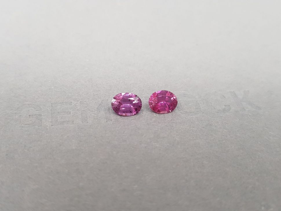 Pair of vivid pink unheated oval cut sapphires 1.32 ct, Madagascar Image №2