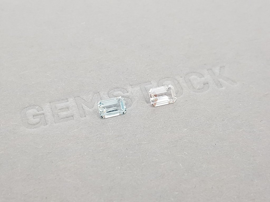 Octagon-cut aquamarine and morganite pair 1.03 carats Image №2