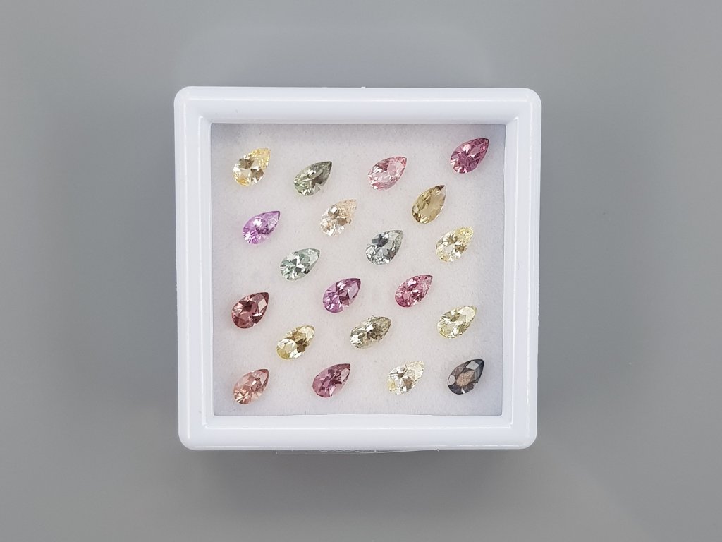 Set of calibrated sapphires 5x3 mm pear cut 4.64 carats/20 pcs Image №1