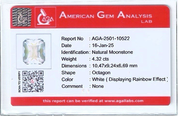 Mondstein im achteckschliff 4,32 karat, Madagaskar Image №6