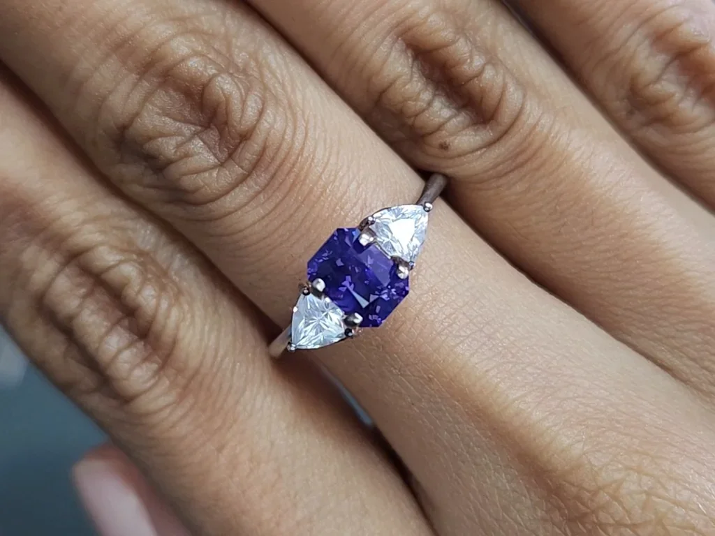 Unheated violet sapphire radiant cut 1.56 carats, Sri Lanka Image №5