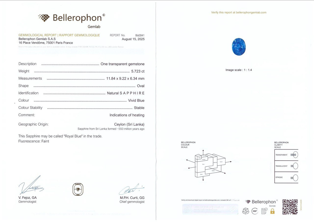 Saphir ovale bleu royal de 5,72 carats, Sri Lanka  Image №6