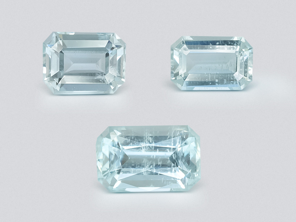 Set of aquamarines octagon cut 2.63 carats, Madagascar Image №1