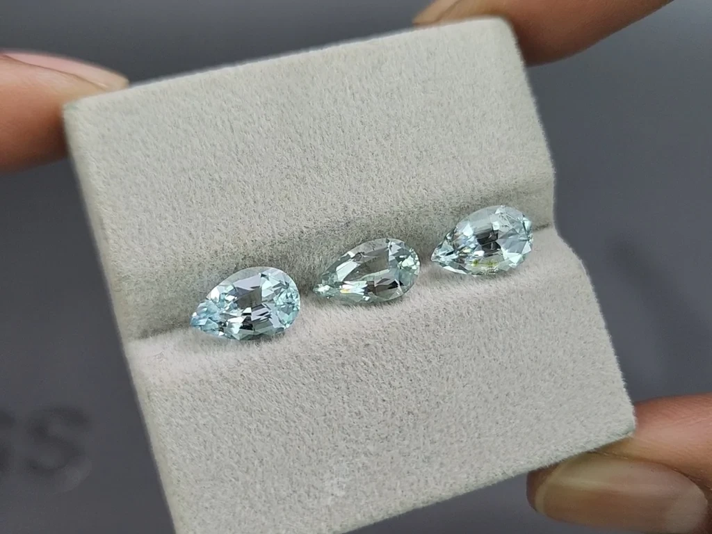 Set of aquamarines in pear cut 3.72 carats, Madagascar Image №5