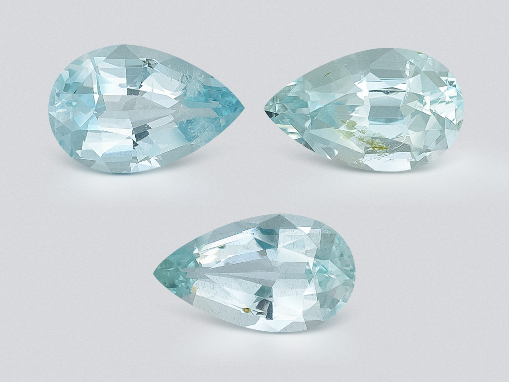 Set of aquamarines in pear cut 3.72 carats, Madagascar Image №1
