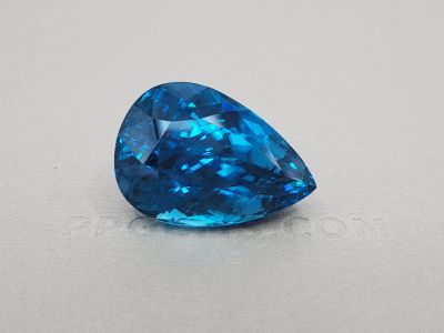 Large, deep blue zircon, pear cut 57.36 ct photo