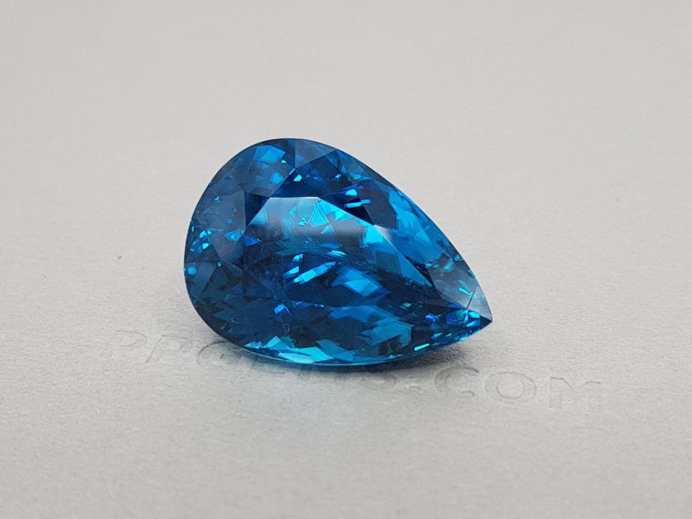 Large, deep blue zircon, pear cut 57.36 ct Image №4