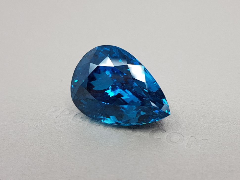 Large, deep blue zircon, pear cut 57.36 ct Image №3