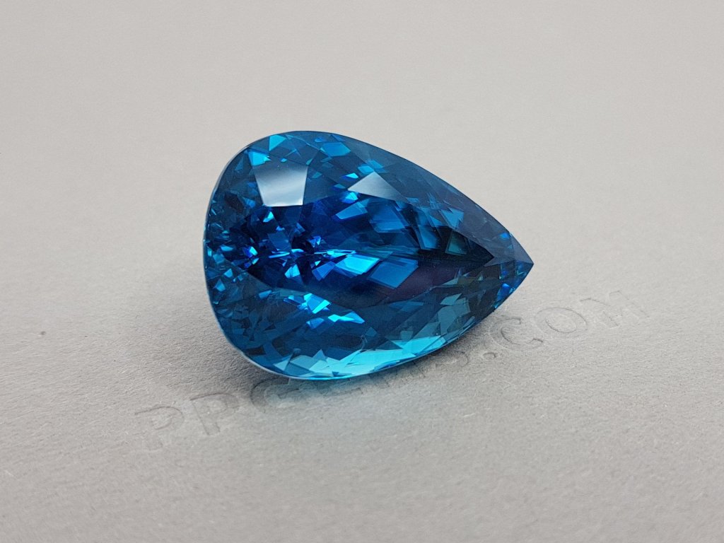 Large, deep blue zircon, pear cut 57.36 ct Image №2