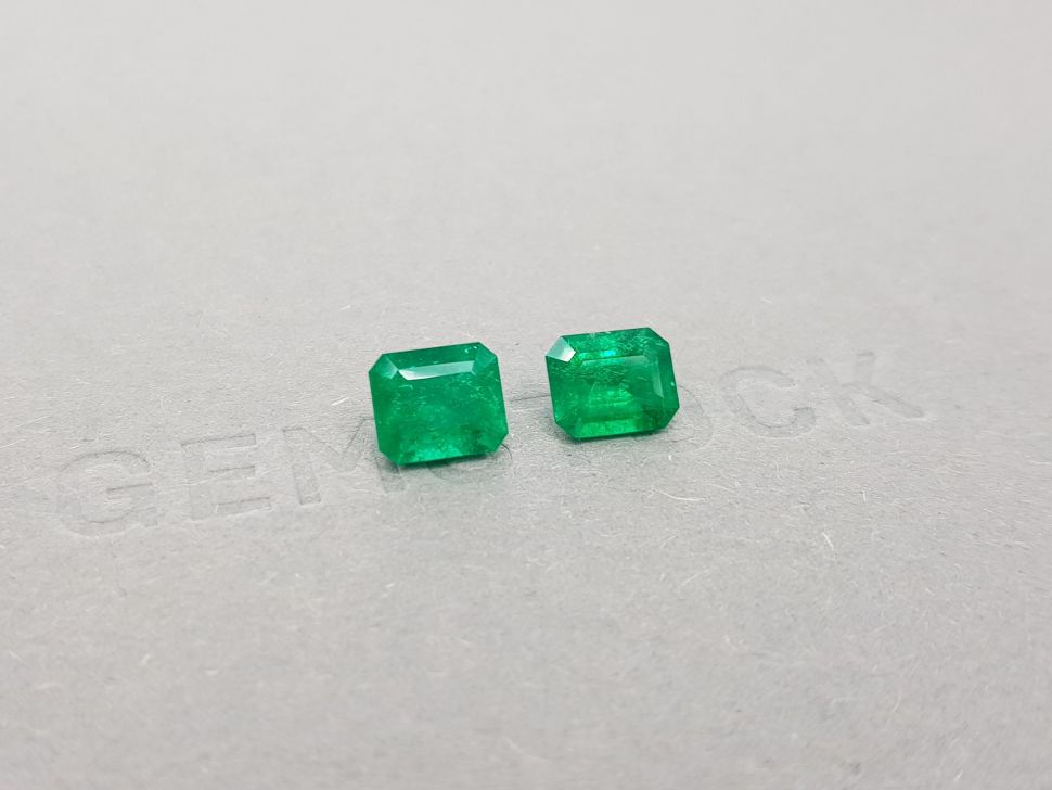 Pair of intense emeralds octagon cut 2.57 ct, Colombia Image №2
