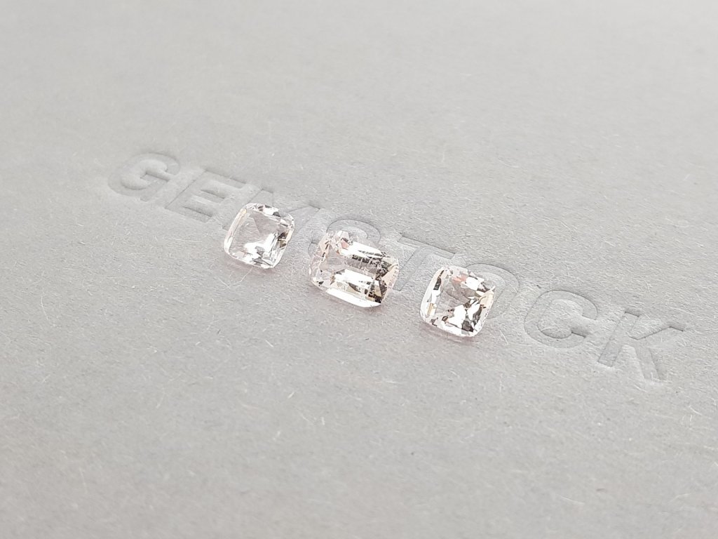 Set of three cushion-cut morganites 1.76 carats Image №3