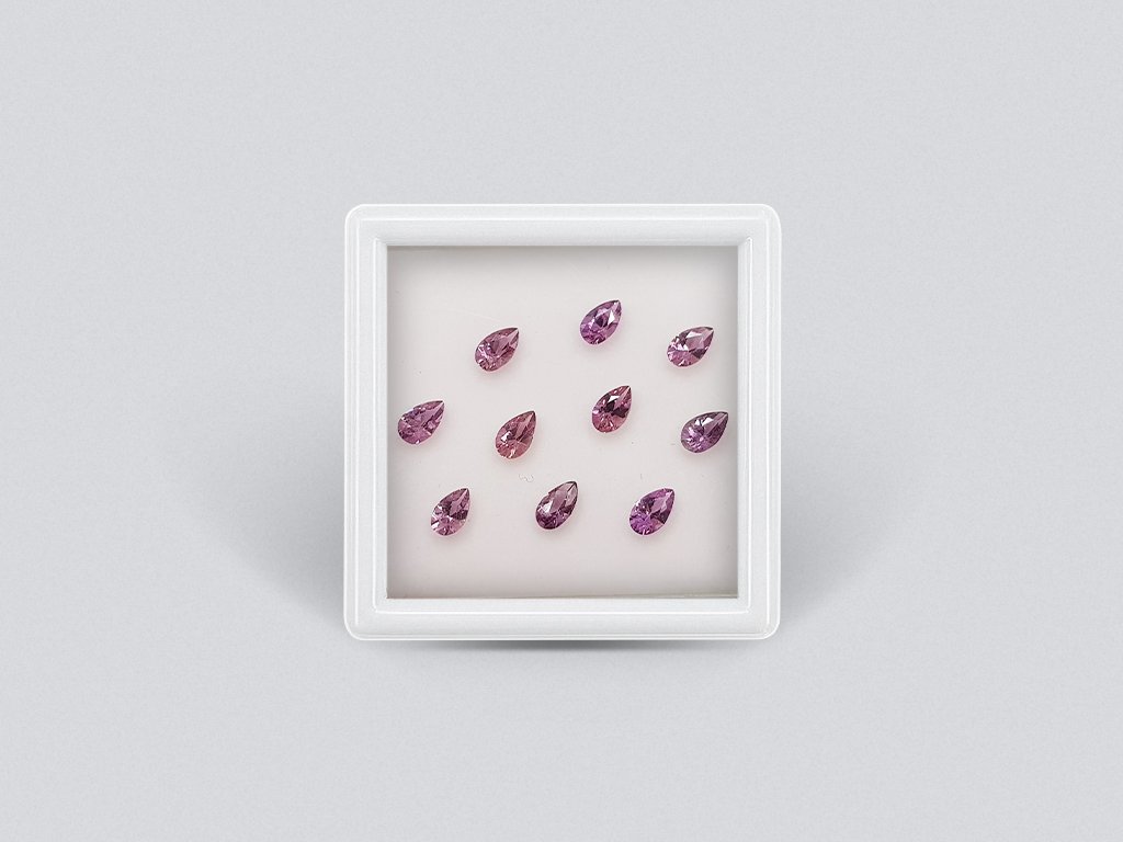 Set of calibrated sapphires 5x3 mm pear cut 2.36 carats/10 pcs  Image №1