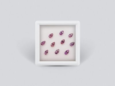Set of calibrated sapphires 5x3 mm pear cut 2.36 carats/10 pcs  photo