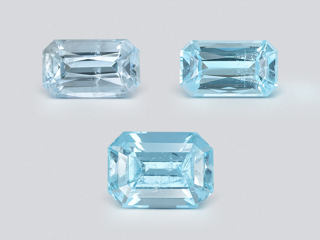 Set of aquamarines octagon cut  2.54 carats, Madagascar Image №1